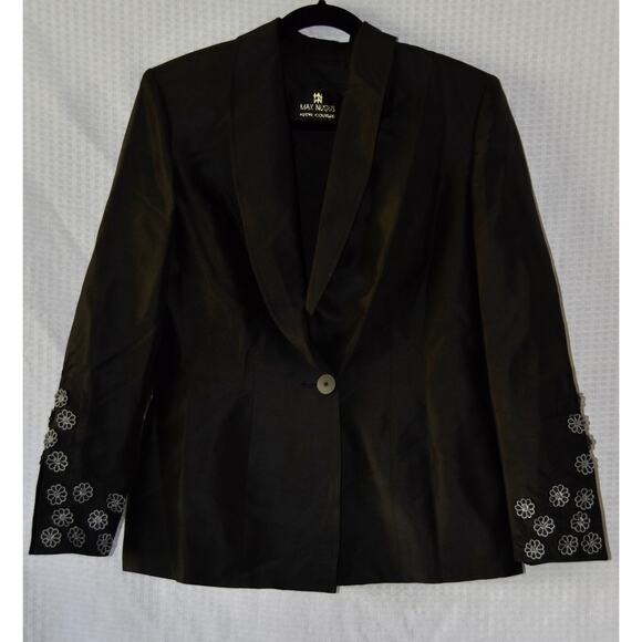 MAX NUGUS Silk Sophisticated Embroidered Long Sleeve Jacket Blazer - Picture 1 of 10